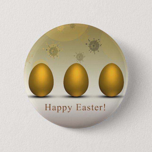 Chapa Redonda De 5 Cm Modern Golden Easter Eggs (Anverso)