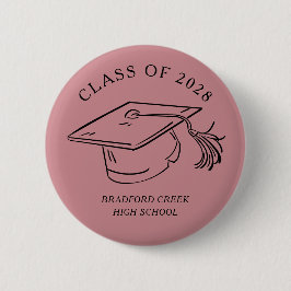 Chapa Redonda De 5 Cm Modern Graduate Cap Doodle Class of Graduation
