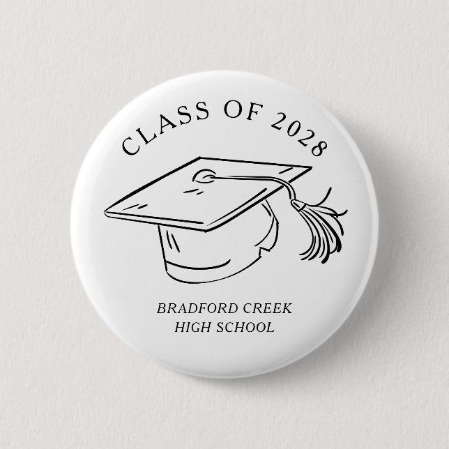 Chapa Redonda De 5 Cm Modern Graduate Cap Doodle Class of Graduation (Anverso)