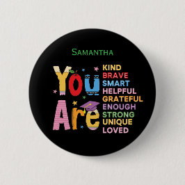 Chapa Redonda De 5 Cm Modern Motivational Positive Affirmations Name