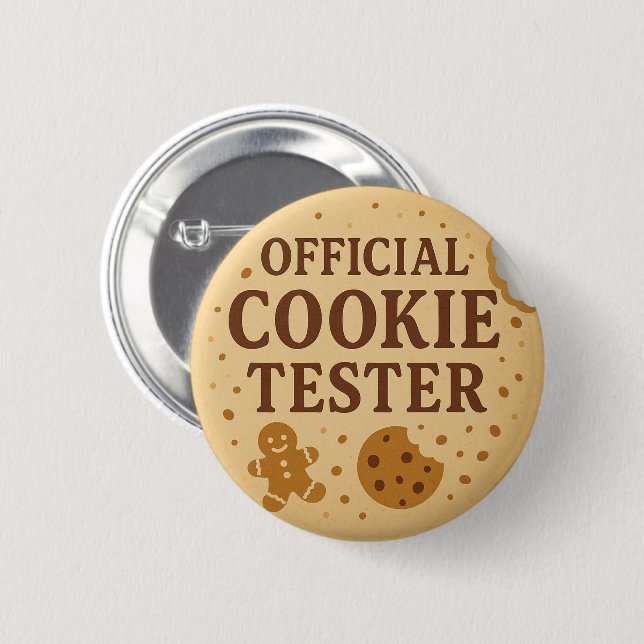 Chapa Redonda De 5 Cm Modern Official Cookie Tester Funny Christmas  (Anverso y reverso)