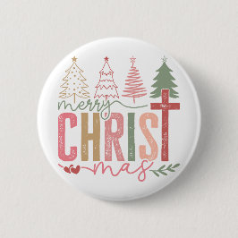 Chapa Redonda De 5 Cm Modern Pastel Merry Christ mas 