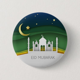 Chapa Redonda De 5 Cm Moderna Mezquita de Corte de Papel Eid Mubarak - B
