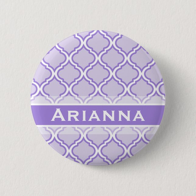 Chapa Redonda De 5 Cm Moderno Lilac Purple Marroquí Trellis (Anverso)