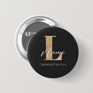 Chapa Redonda De 5 Cm Moderno Monogramado inicial L & Name Personalizado