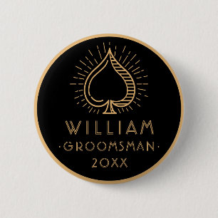 Chapa Redonda De 5 Cm Moderno partido de soltero Groomsman Ace Spade   N
