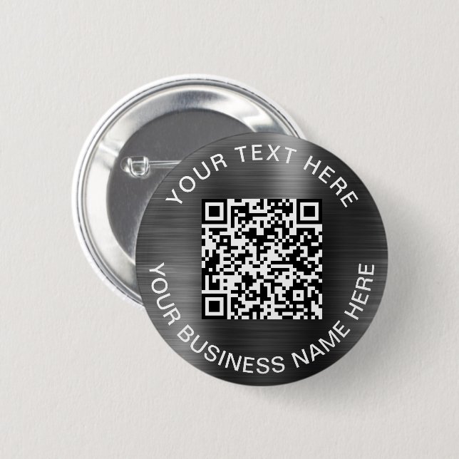 Chapa Redonda De 5 Cm Moderno QR Code Silver Promocional (Anverso y reverso)