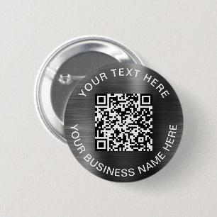 Chapa Redonda De 5 Cm Moderno QR Code Silver Promocional