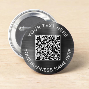 Chapa Redonda De 5 Cm Moderno QR Code Silver Promocional