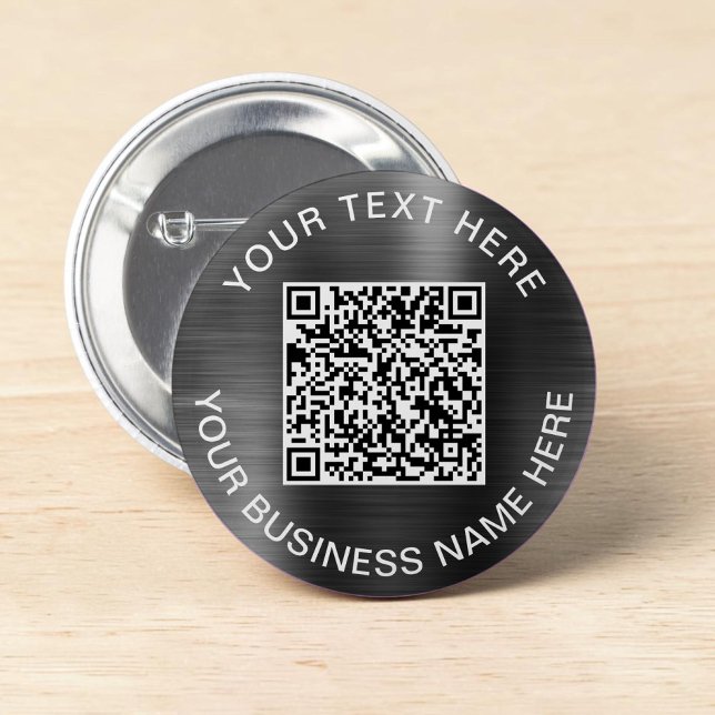 Chapa Redonda De 5 Cm Moderno QR Code Silver Promocional (Modern QR Code Silver Promotional Button)