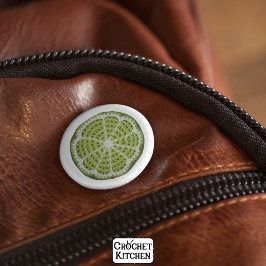 Chapa Redonda De 5 Cm Moderno Verde Mínimo Fresco Crochet Lime Slice