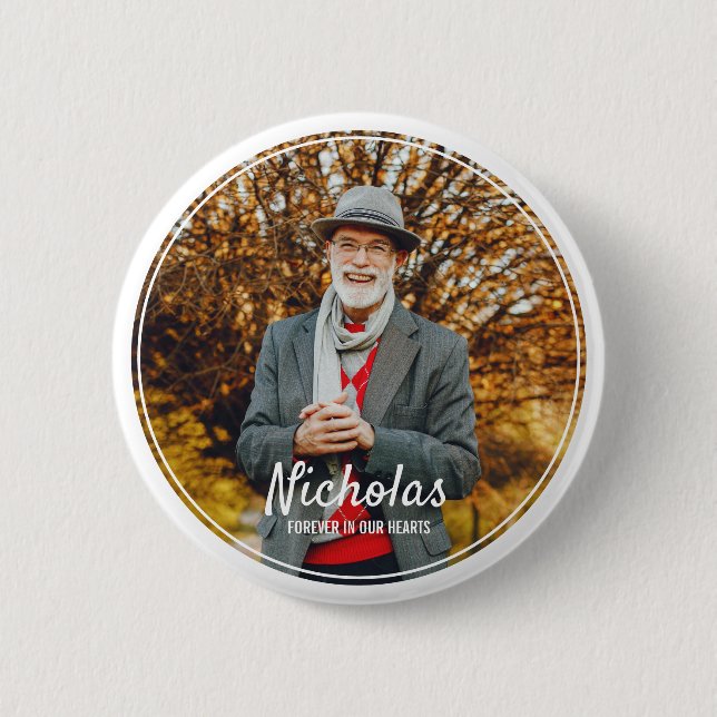 Chapa Redonda De 5 Cm Modernos marcos simple foto memoria funeral (Anverso)