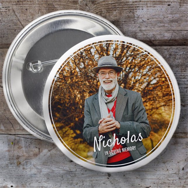 Chapa Redonda De 5 Cm Modernos marcos simple foto memoria funeral (Subido por el creador)