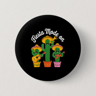 Chapa Redonda De 5 Cm Modo fiesta cactus banda cinco de mayo divertido m