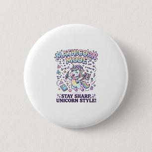 Chapa Redonda De 5 Cm Modo Unicornio Mathicorn Encantador Fondo Blanco D