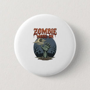 Chapa Redonda De 5 Cm Modo Zombie Halloween Mano Cementerio Luna_1