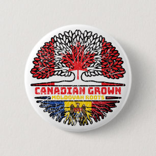 Chapa Redonda De 5 Cm Moldavia Moldavia Bandera de raíces de árbol canad