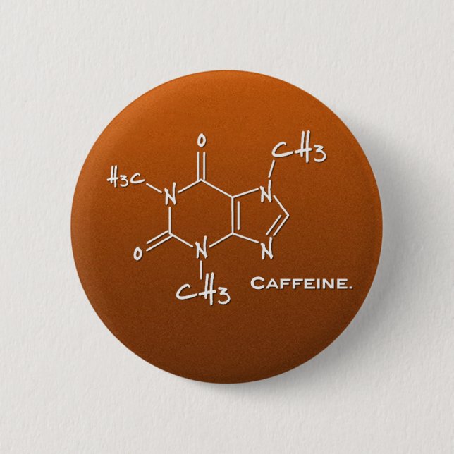Chapa Redonda De 5 Cm Molécula de Caffiene (estructura química) (Anverso)