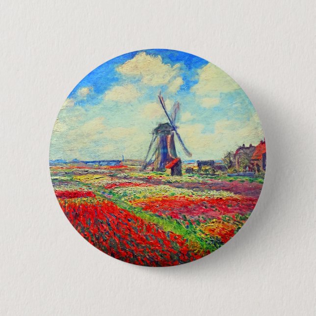 Chapa Redonda De 5 Cm Molino de viento Monet Tulips (Anverso)