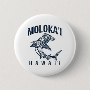 Chapa Redonda De 5 Cm Molokai Hawaii Tril Tiburón Polinesio Hawaiano Pla