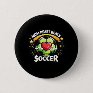 Chapa Redonda De 5 Cm Mom corazón late fútbol