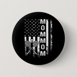 Chapa Redonda De 5 Cm Mommom de bádminton Bandera Americana Navidad Vint