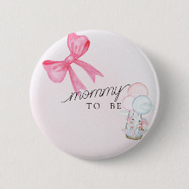 Chapa Redonda De 5 Cm Mommy To Be Baby Shower Button with Pink Bow 