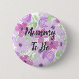 Chapa Redonda De 5 Cm Mommy to Be Watercolor Floral Baby Shower