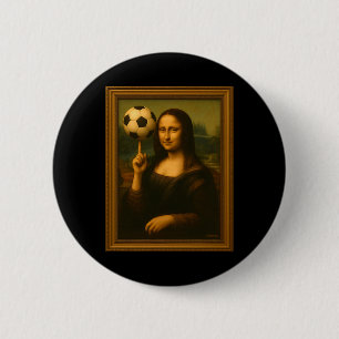 Chapa Redonda De 5 Cm Mona Lisa Ama Fútbol Girando La Ll En Su Dedo
