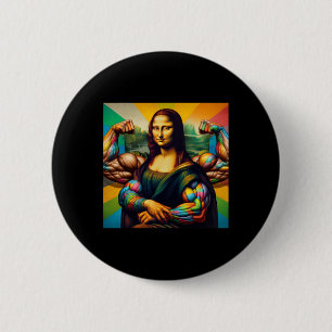 Chapa Redonda De 5 Cm Mona Lisa Bodybuilding Funny Gift 2