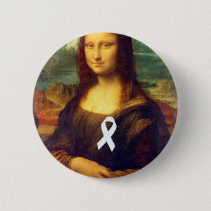 Chapa Redonda De 5 Cm Mona Lisa Con Cinta Blanca