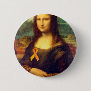 Chapa Redonda De 5 Cm Mona Lisa Con Cinta Naranja