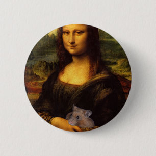 Chapa Redonda De 5 Cm Mona Lisa Con Hamster