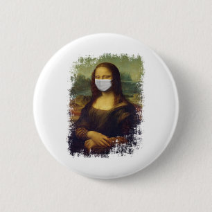 Chapa Redonda De 5 Cm Mona Lisa Con Máscara