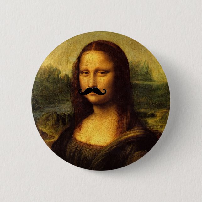 Chapa Redonda De 5 Cm Mona Lisa Con Mustache (Anverso)