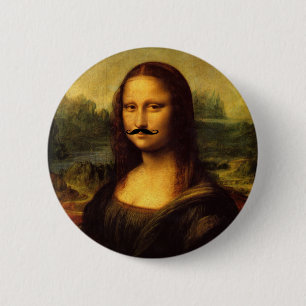 Chapa Redonda De 5 Cm Mona Lisa Mustachioed