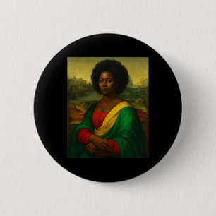 Chapa Redonda De 5 Cm Mona Lisa negra afroamericana afro historia negra