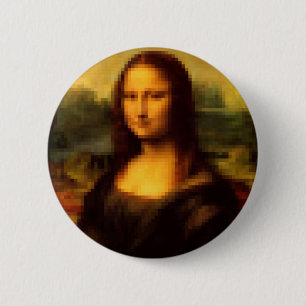Chapa Redonda De 5 Cm Mona Lisa Pixelada