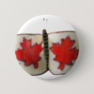 Chapa Redonda De 5 Cm "Monarca de Hoja de Arce" Mariposa de la Bandera C