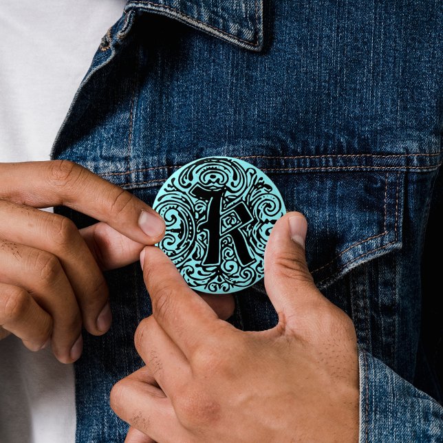 Chapa Redonda De 5 Cm Monarquia "K" (Pinback button badge Monarchia letter K fancy font button)
