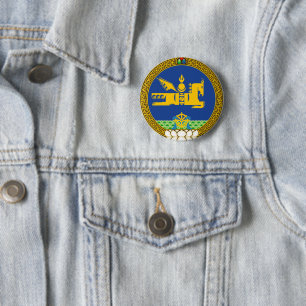 Chapa Redonda De 5 Cm mongolia país escudo armas símbolo emblema bandera