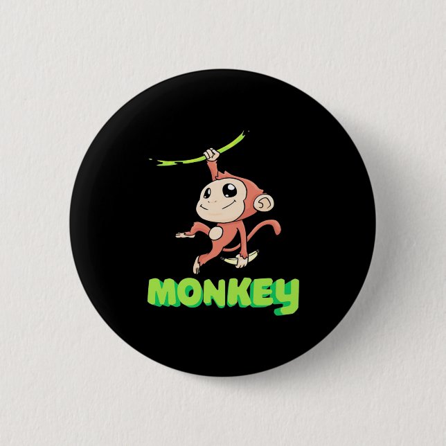 Chapa Redonda De 5 Cm Monkey Banana (Anverso)