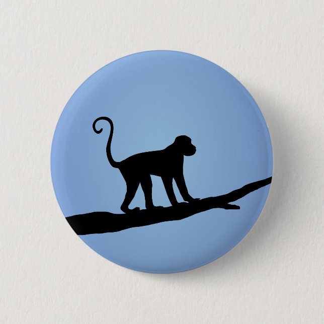 Chapa Redonda De 5 Cm Monkey Silhouette (Anverso)