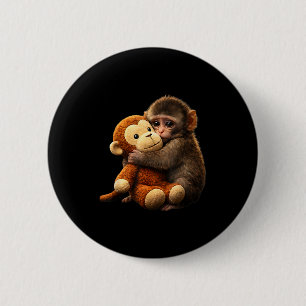 Chapa Redonda De 5 Cm Mono bebé puñetazo peluche mono lindo puñetazo pel