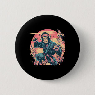 Chapa Redonda De 5 Cm Mono de Karate Sakura Jiu-jitsu Mma Artes Marciale