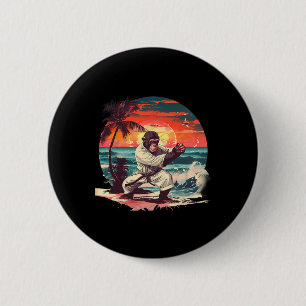 Chapa Redonda De 5 Cm Mono de kickboxing puesta de sol tropical Taekwond