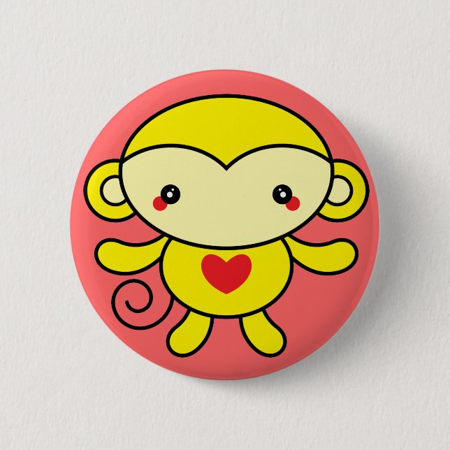 Chapa Redonda De 5 Cm Mono del amor (Anverso)