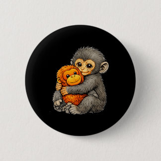 Chapa Redonda De 5 Cm Mono divertido mono bebé lindo abrazando peluche 