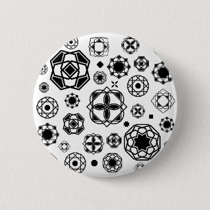 Chapa Redonda De 5 Cm Mono patrón decorativo arabesco blanco negro lindo
