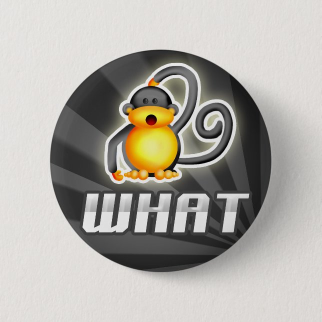 Chapa Redonda De 5 Cm Mono QUÉ (Anverso)